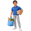 Professional errand helper delivering groceries to a customer